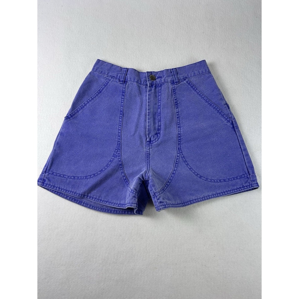 Vtg 90s Patagonia Canvas High Rise Stand Up Hiking Shorts Womens 8 24 Blue